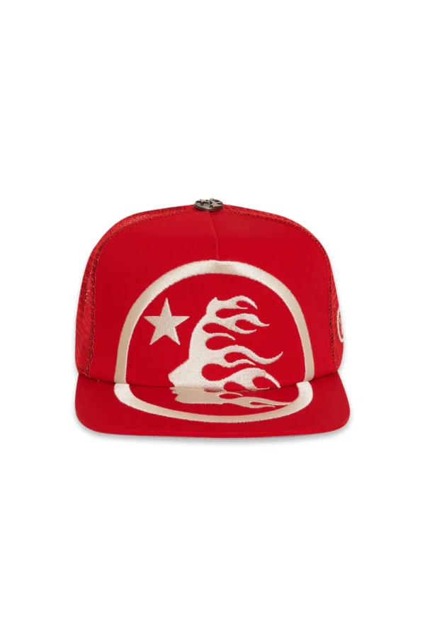 Buy Red Hellstar Big Logo Trucker Snapback Hat
