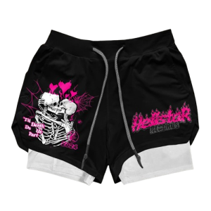 Hellstar Print Gym Shorts Black