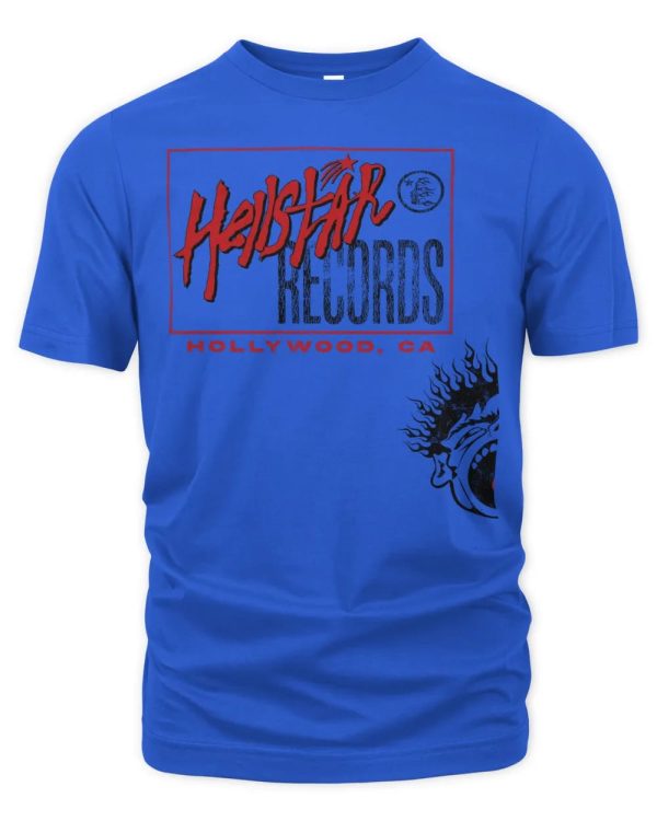 hellstar records shirt blue